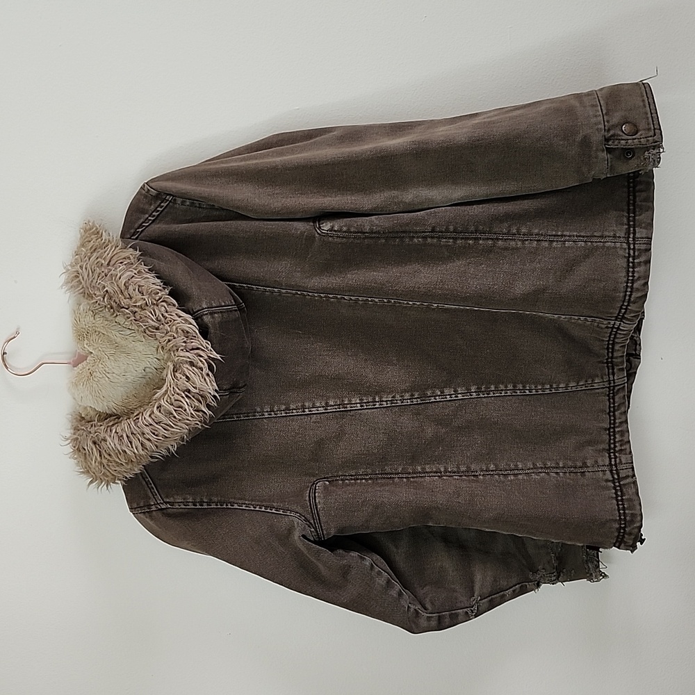 Woolrich utility sherpa lined hooded jacket olive green thrashed distressed smal - Picture 14 of 14